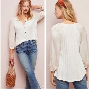 NEW Anthropologie Meadow Rue Kersee Henley Top M